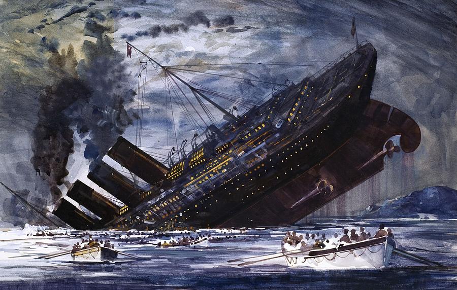 Boat Painting - The Sinking Of The Titanic by Graham Coton