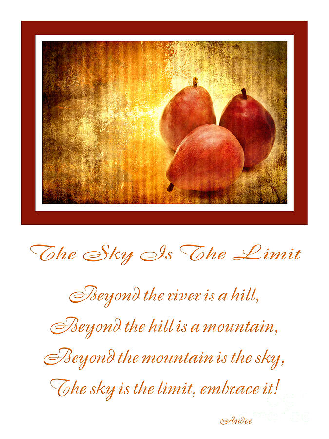 Pear Photograph - The Sky Is The Limit V 8 by Andee Design