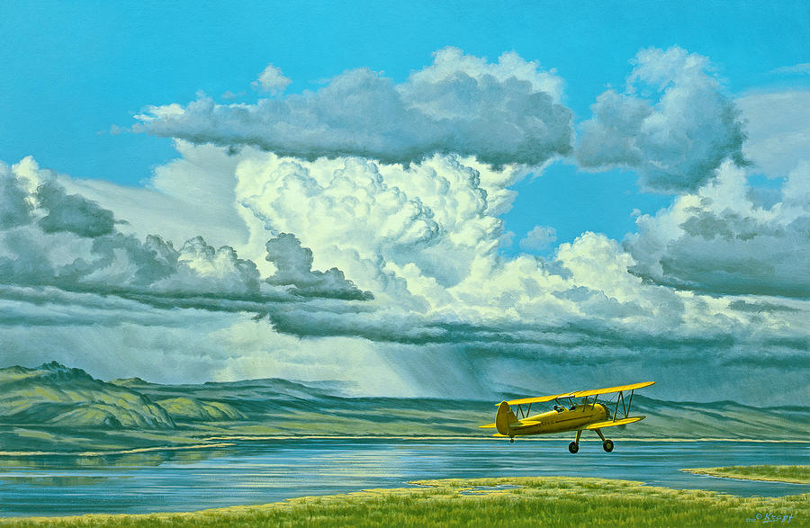 Landscape Painting - The Sky-Stearman Biplane by Paul Krapf