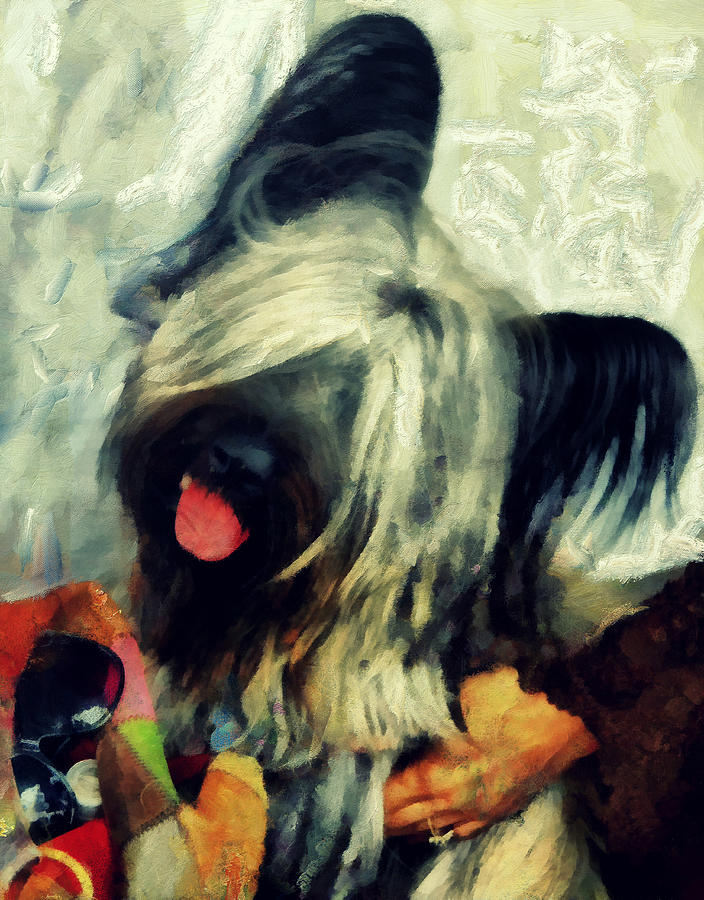 Dog Painting - The Skye  Terrier Tilt   by Janice MacLellan