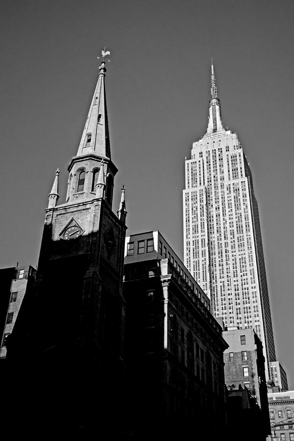 Empire State Building Photograph - The Skyscraper and the Steeple by Joann Vitali