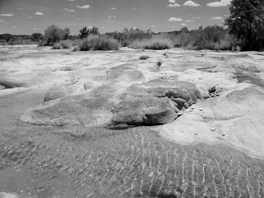 Landscape Photograph - The Slab Llano River Texas bw by Elizabeth Sullivan