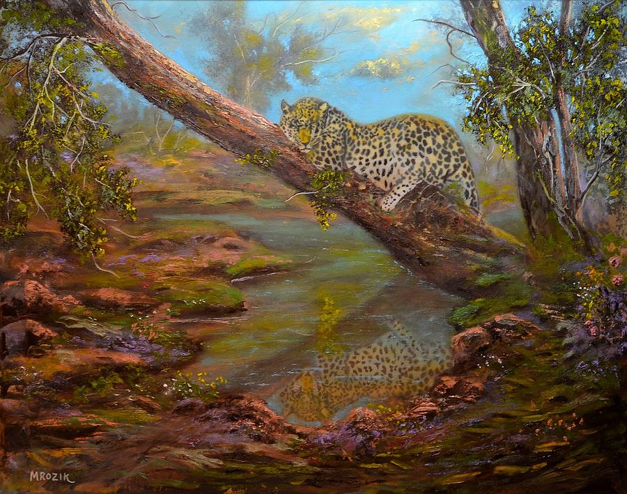 The sleeping Cheetah Painting by Michael Mrozik