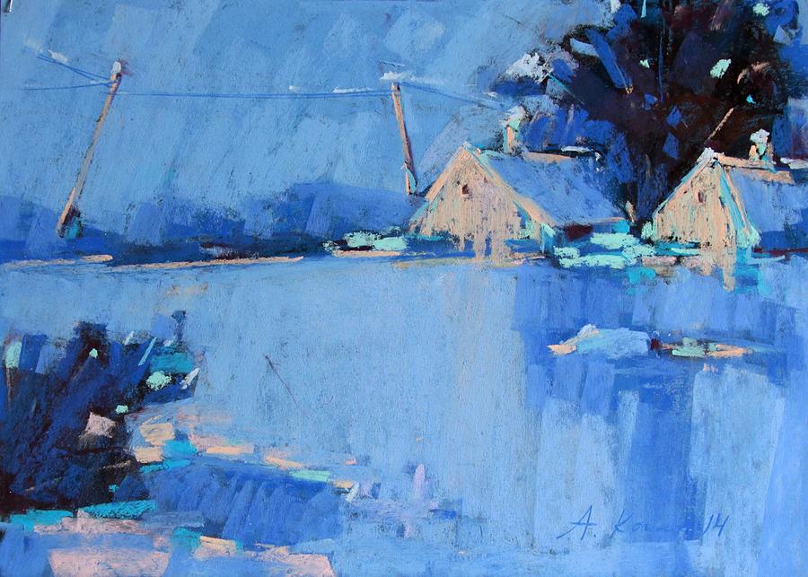 Winter Painting - The snow field by Alena Kogan