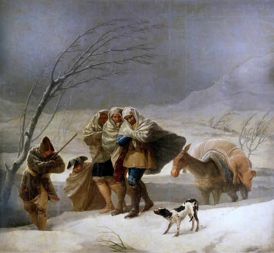The Snowstorm. Winter Painting by Francisco Goya