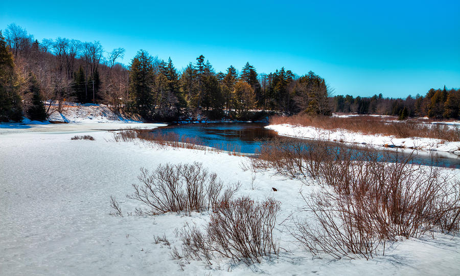 Winter Photograph - The Snowy Moose River - Old Forge New York by David Patterson