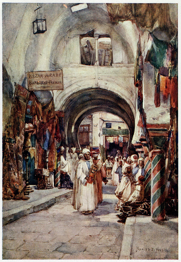 The Souk Des Etoffes, Tunis - A Street Drawing by Mary Evans Picture ...