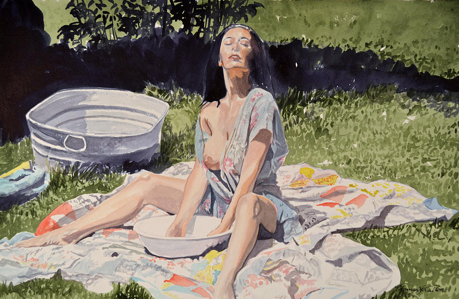 Female Painting - The Sound Of Crickets by Thomas Stratton Female Painting - The Sound Of Crickets by Thomas Stratton
