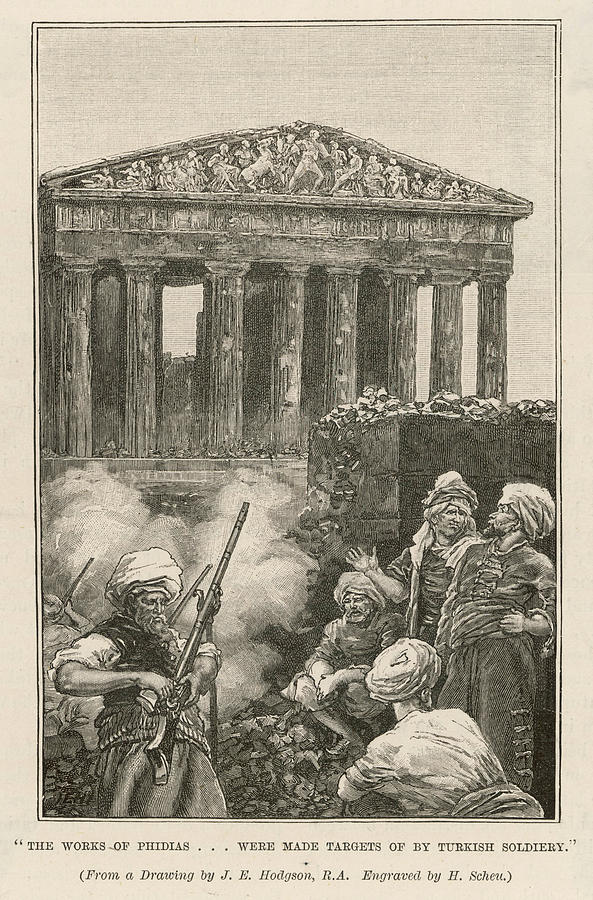 Greece Drawing - The South Front Of The  Parthenon, Used by Mary Evans Picture Library