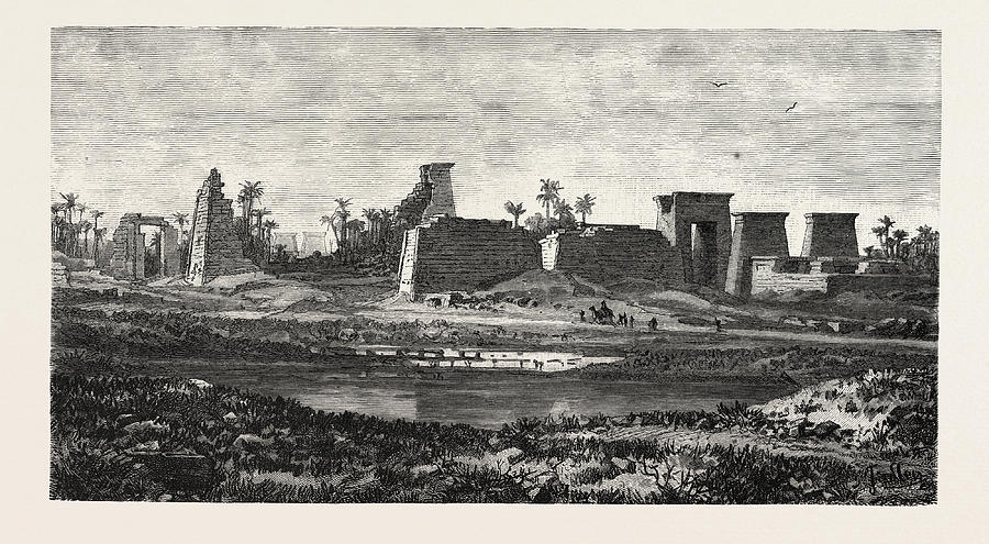 The South Pylon And Sacred Lake Of Karnak Drawing by Litz Collection ...