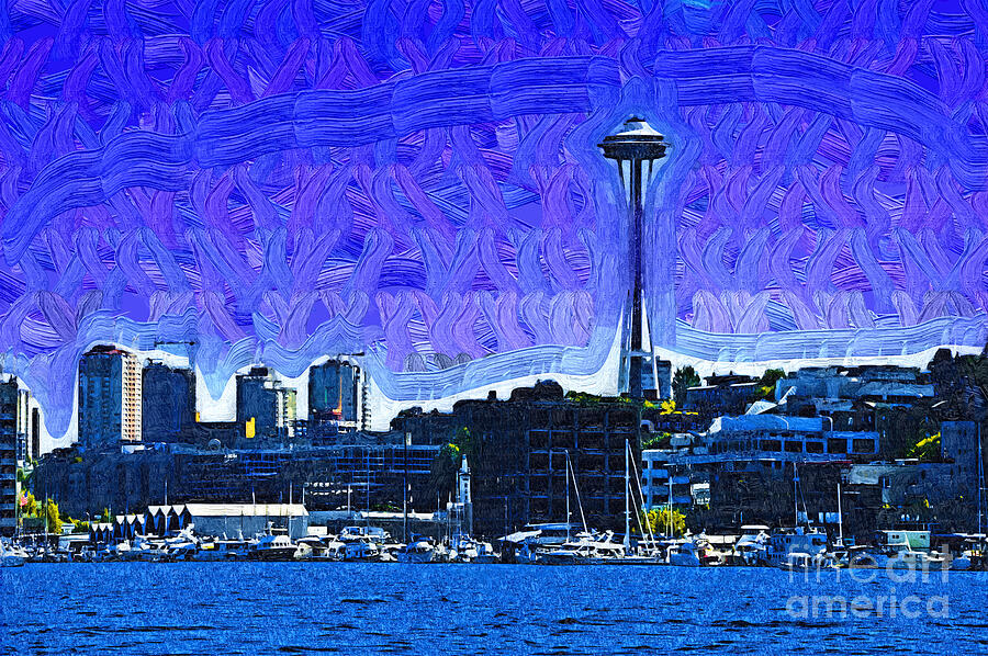 The Space Needle From Lake Union Digital Art by Kirt Tisdale