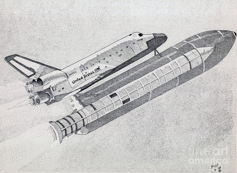 The Space Shuttle Drawing by Calvert Koerber
