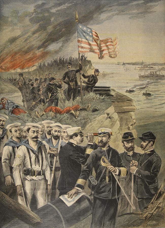 Flag Drawing - The Spanish American War Landing by French School
