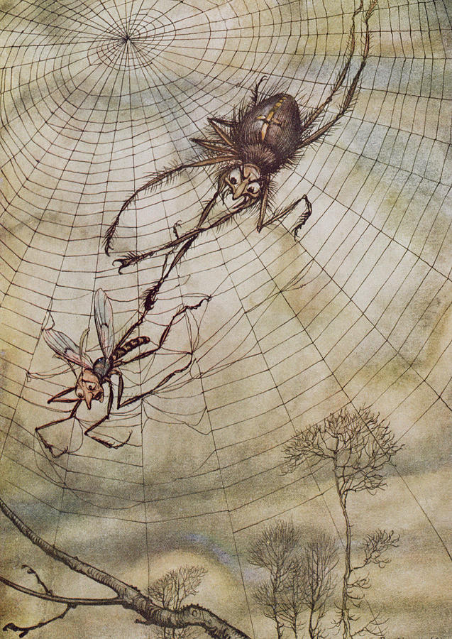 Arthur Rackham Painting - The Spider and the Fly by Arthur Rackham