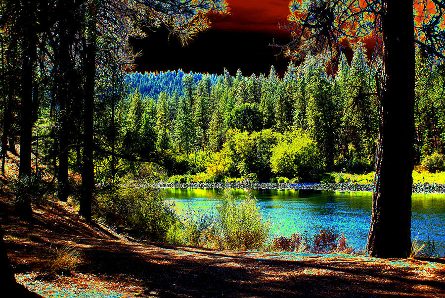 The Spokane River #4 Psychedelisized Photograph by Ben Upham III