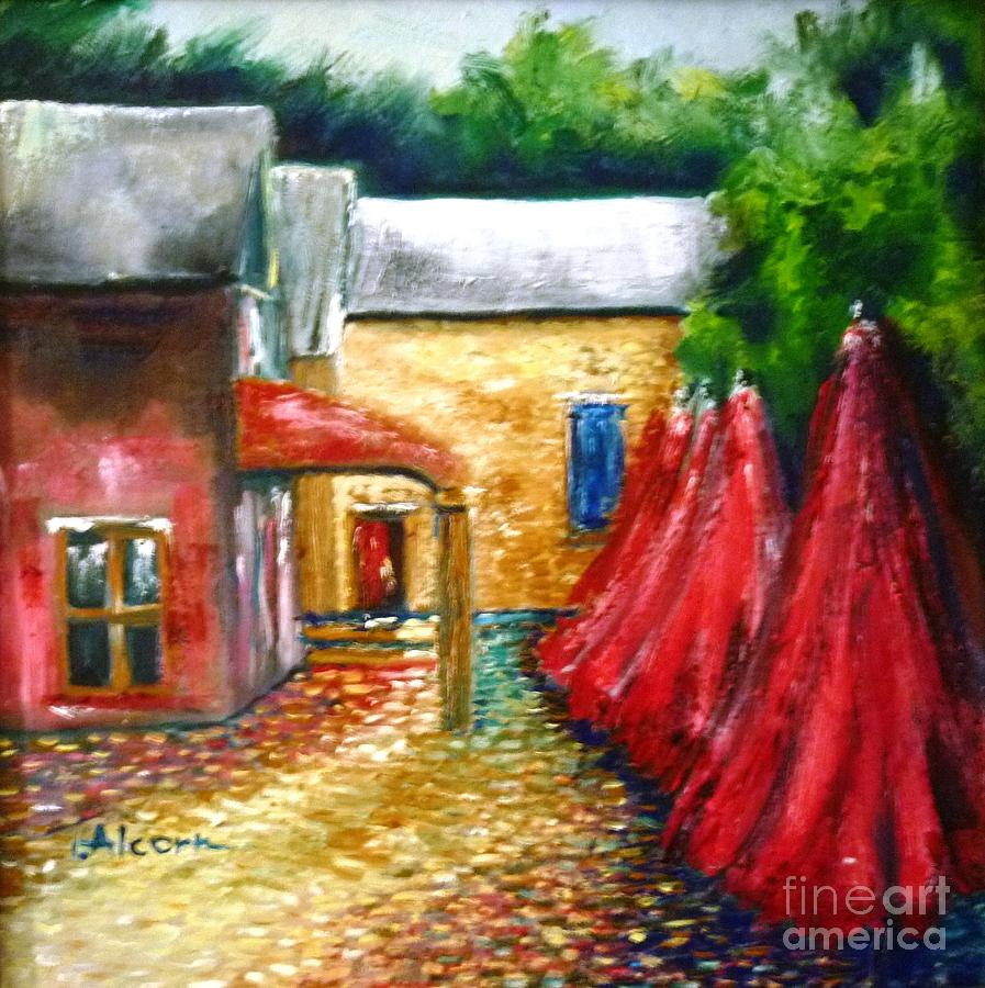 Umbrella Painting - The Stables Arrowtown - original sold by Therese Alcorn