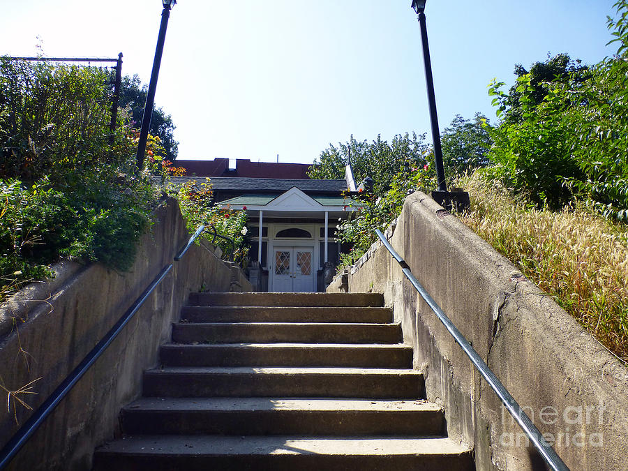 The stairs up to the Holy Trinity Episcopal Church Photograph by Steven Spak