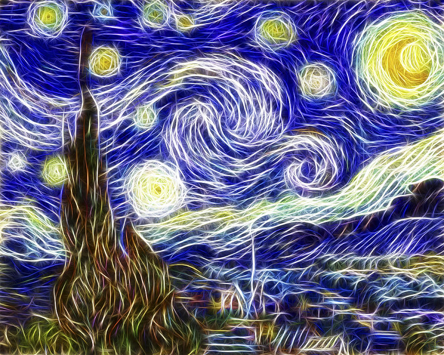 Vincent Van Gogh Digital Art - The Starry Night Reimagined by Adam Romanowicz
