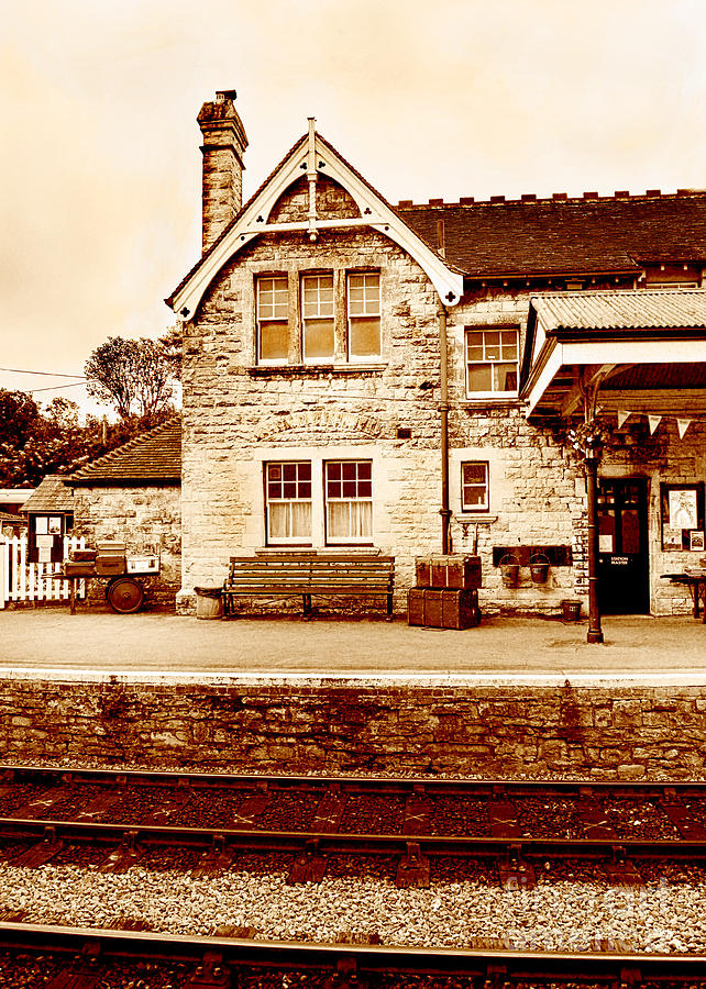 The Station At Corfe In Sepia Photograph by Linsey Williams