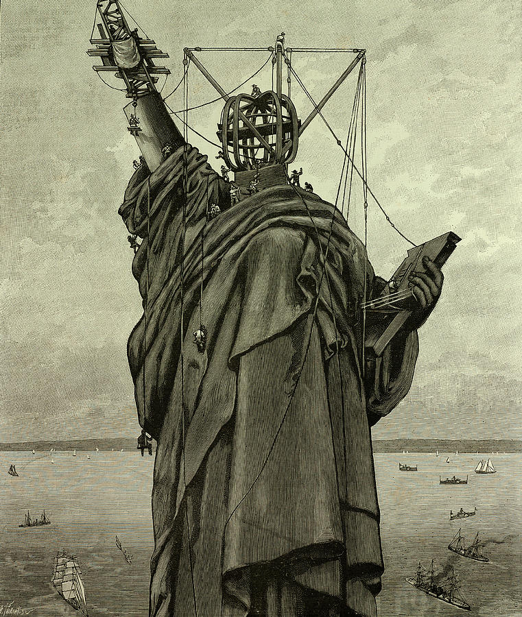 Statue Of Liberty Drawing - The Statue Of Liberty In New York, The End by Litz Collection
