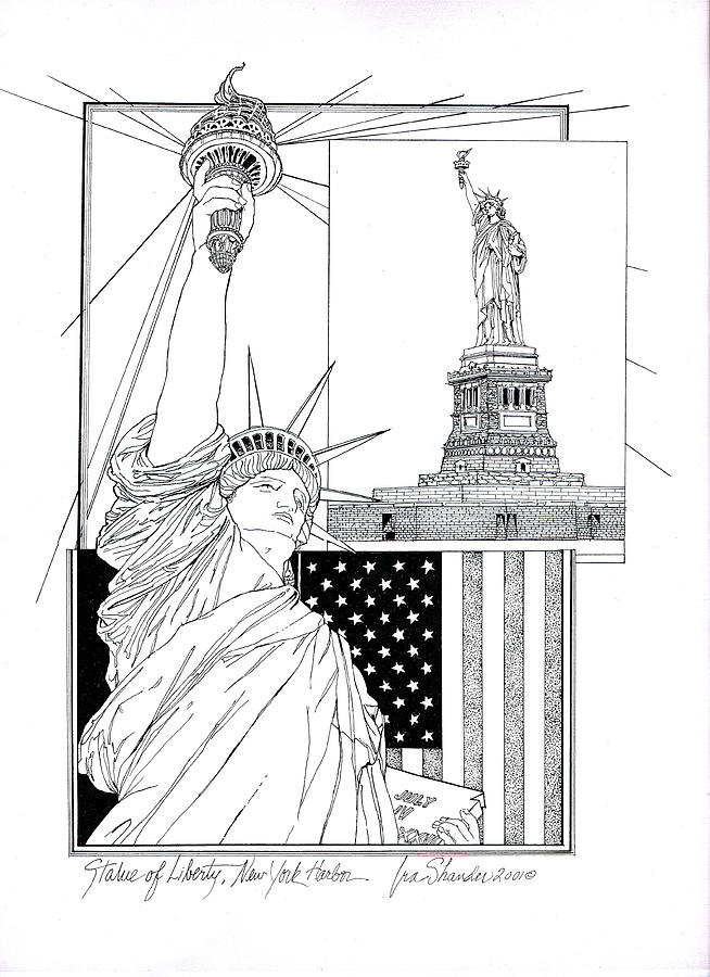 The Statue Of Liberty Drawing by Ira Shander