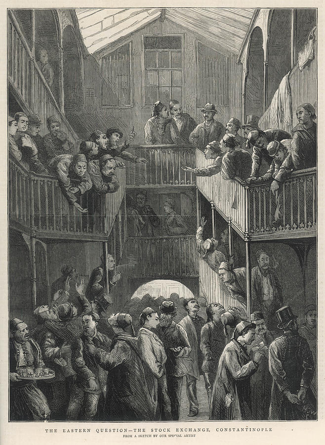 The Stock Exchange At Constantinople Drawing by Illustrated London News ...