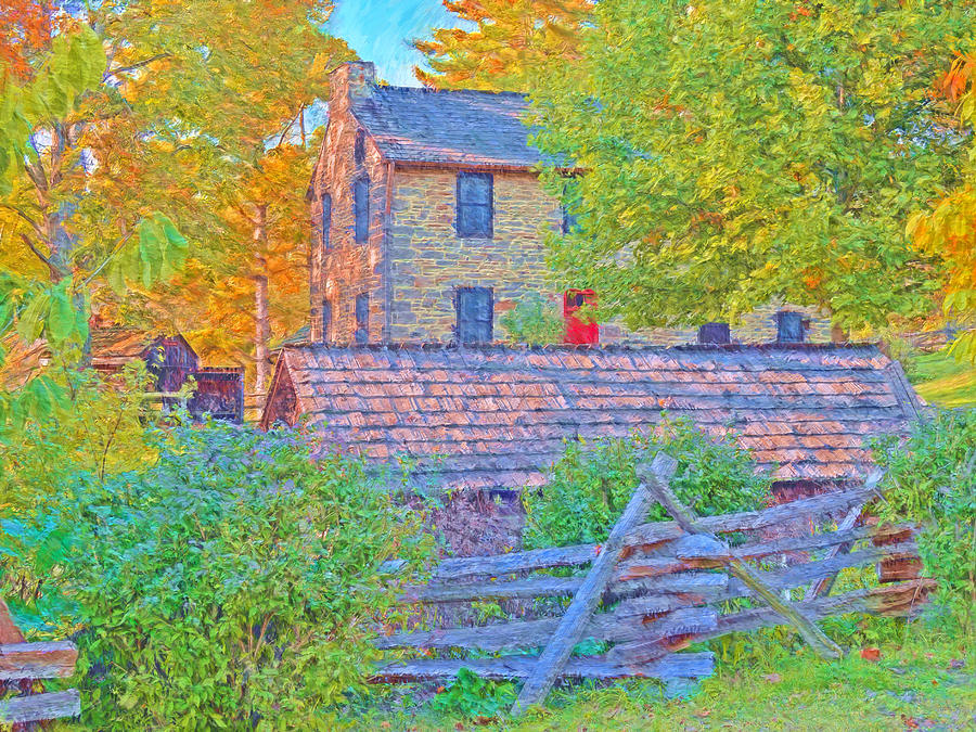 The Stone House At The Oliver Miller Homestead / Late Afternoon  Digital Art by Digital Photographic Arts