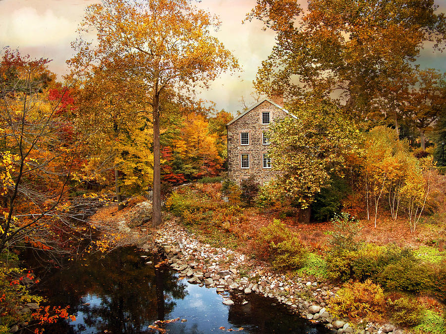 Nature Photograph - The Stone Mill in Autumn by Jessica Jenney