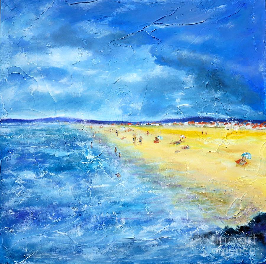 The storm arrives at the beach Painting by Cristina Stefan