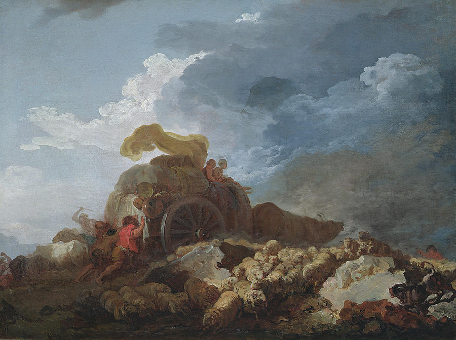 Sheep Photograph - The Storm, C.1759 Oil On Canvas by Jean-Honore Fragonard