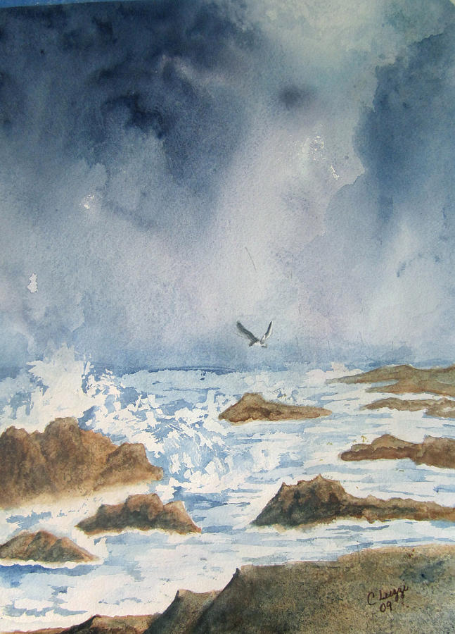 Seagull Painting - The Storm by Carol Luzzi