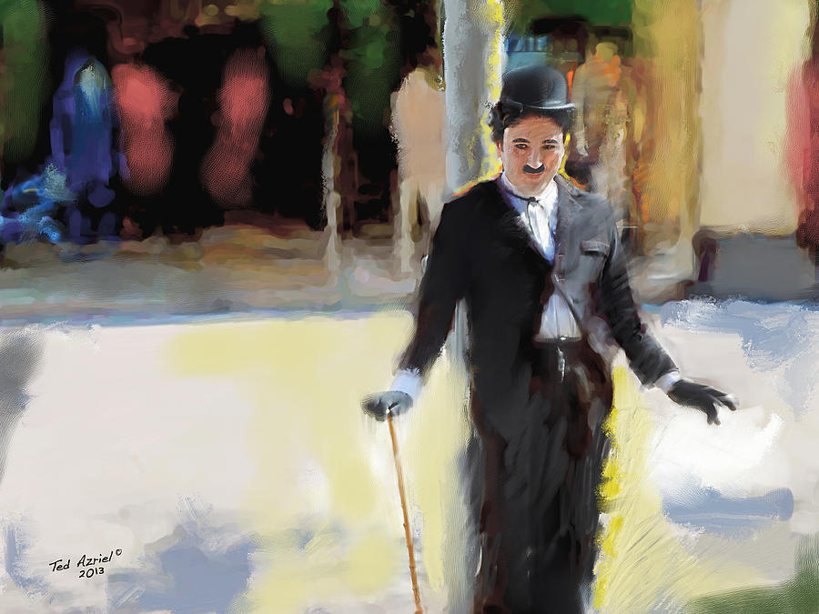 Expressionistic Painting - The Street Entertainer by Ted Azriel