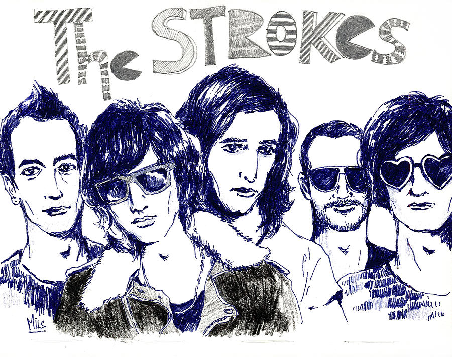 Musician Drawing - The Strokes by Mils Gan