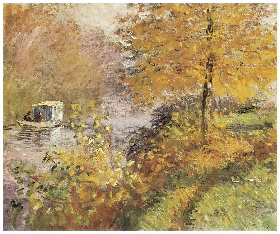 Claude Monet Painting - The Studio Boat by Claude Monet
