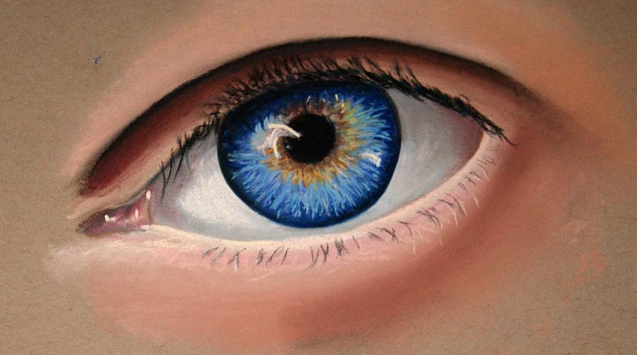 The study of the eye in pastel Drawing by Alan Conder
