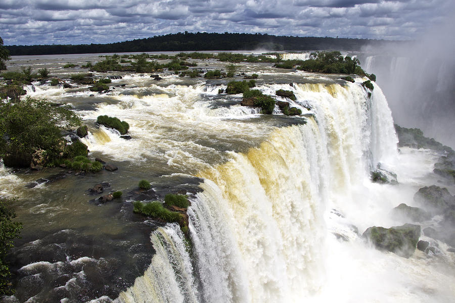 Waterfall Photograph - The Stunning Falls of Iguacu Brazil Side by Venetia Featherstone-Witty