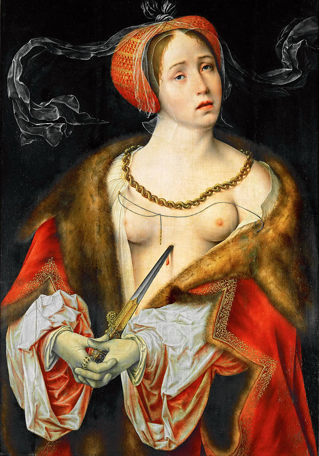 The Suicide of Lucretia Painting by Joos van Cleve