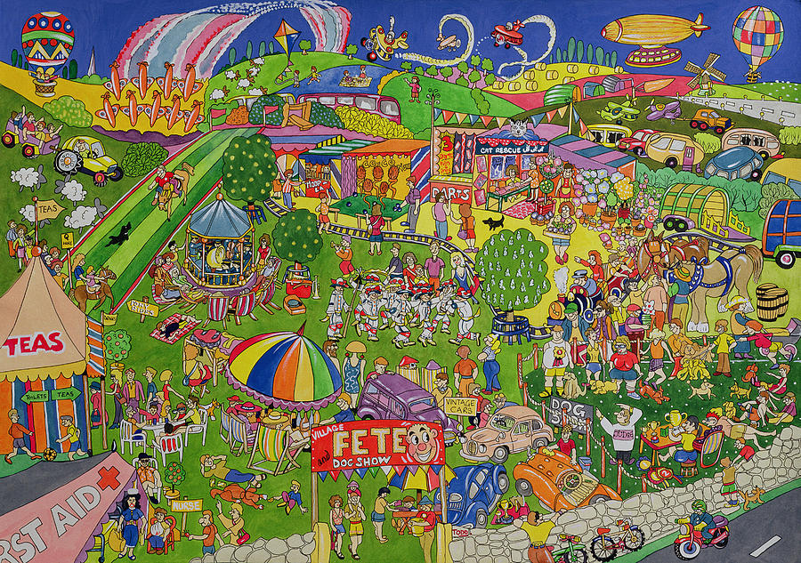 Village Photograph - The Summer Fete, 1999 Wc On Paper by Tony Todd