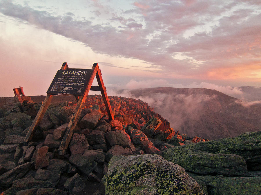 The Summit Sign On Maines Mount Photograph by Chris Bennett The Summit Sign On Maines Mount Photograph by Chris Bennett