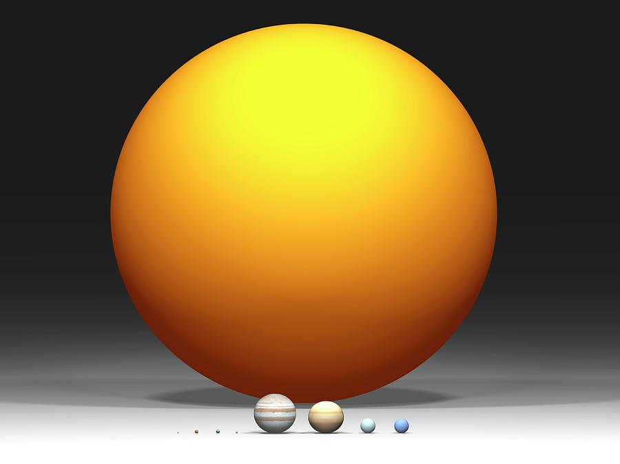 The Sun And Planets Sizes Compared Photograph by Science Photo Library