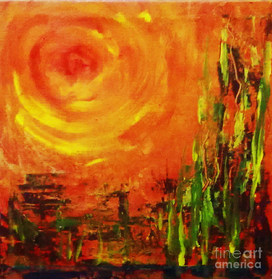 The Sun at the end of the world Painting by Asha Sudhaker Shenoy