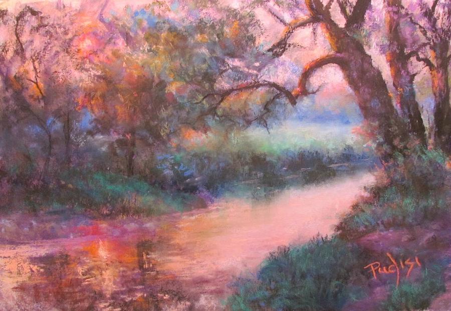 The Sun Going Down on Cocalico Creek Pastel by Bill Puglisi