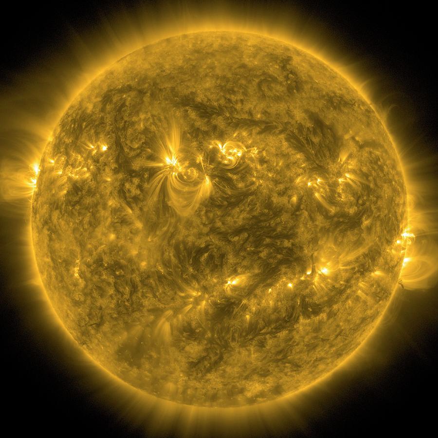The Sun Photograph by Nasa/sdo, Alma/european Southern Observatory/science Photo Library