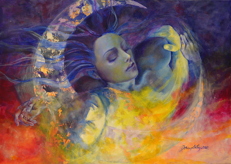 Fantasy Painting - The sun the moon and the truth by Dorina  Costras