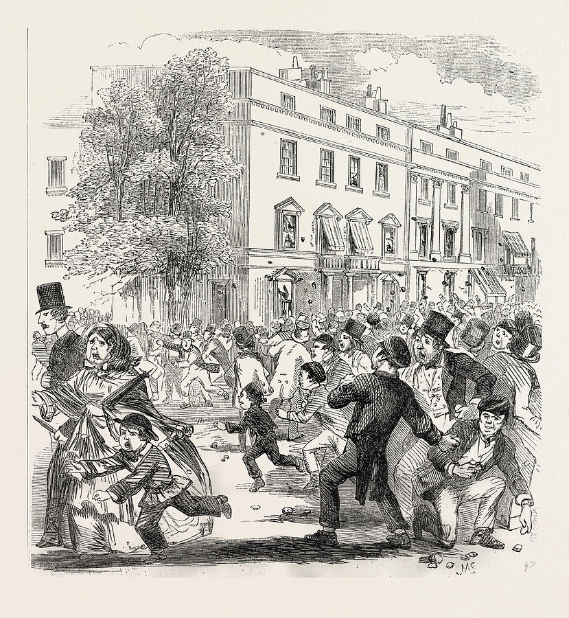 London Drawing - The Sunday Riots At Belgravia, London, Uk by English School