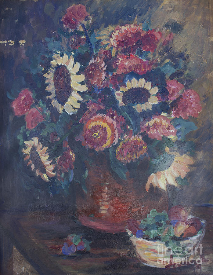 Sunflowers Painting - The Sunflower Bouquet by Avonelle Kelsey Sunflowers Painting - The Sunflower Bouquet by Avonelle Kelsey