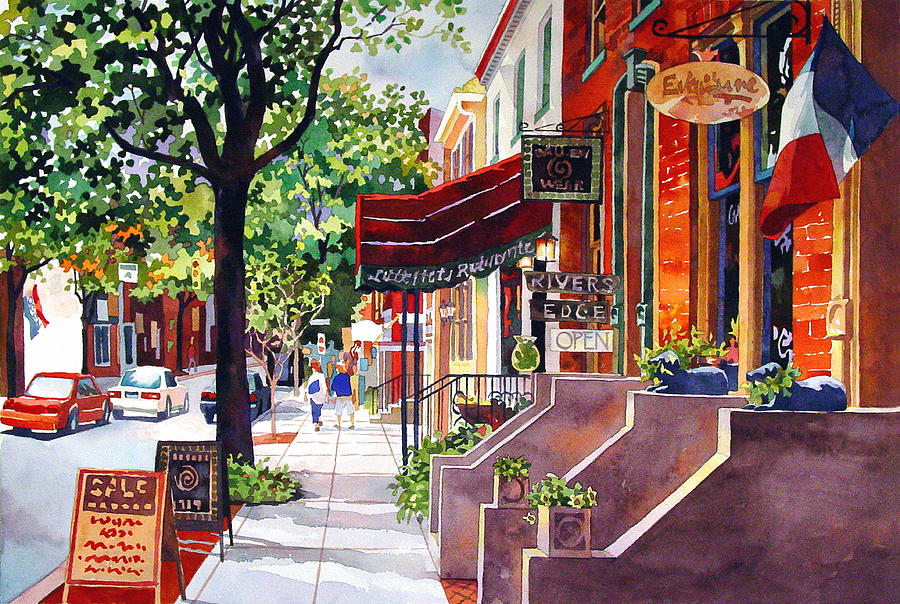 The Sunlit Shops Painting by Mick Williams