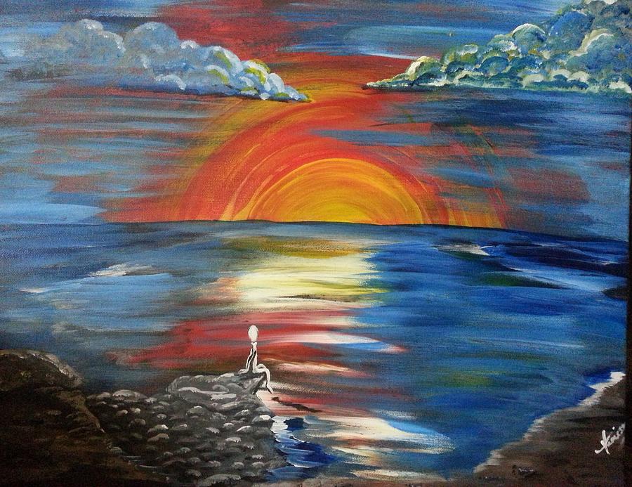 The sunrise and the stickman Painting by Veniessa Brash - Fine Art America