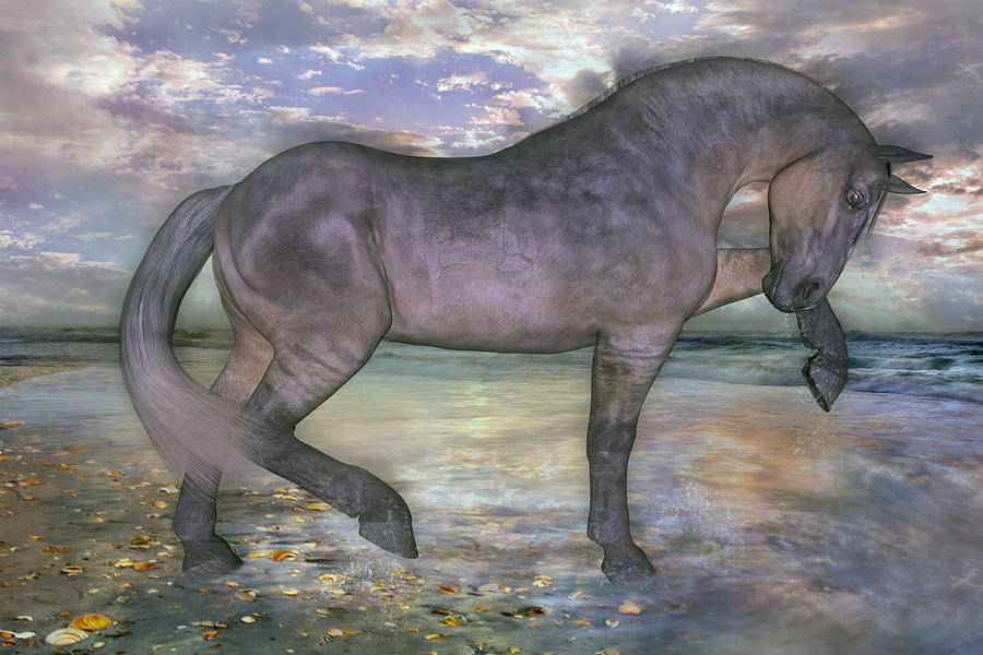 Inspirational Mixed Media - The Sunrise Horse by Betsy Knapp