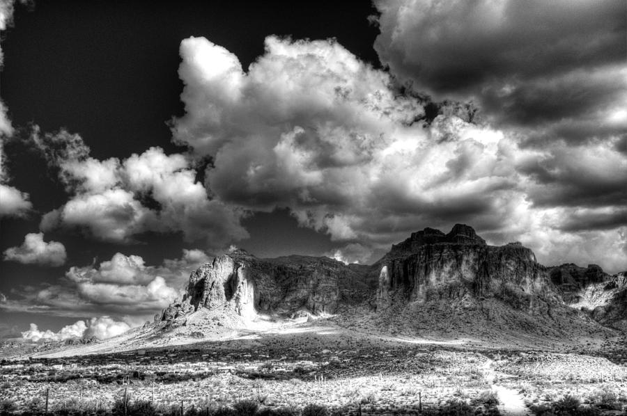 Mountain Photograph - The Superstitions - Black and White  by Saija Lehtonen